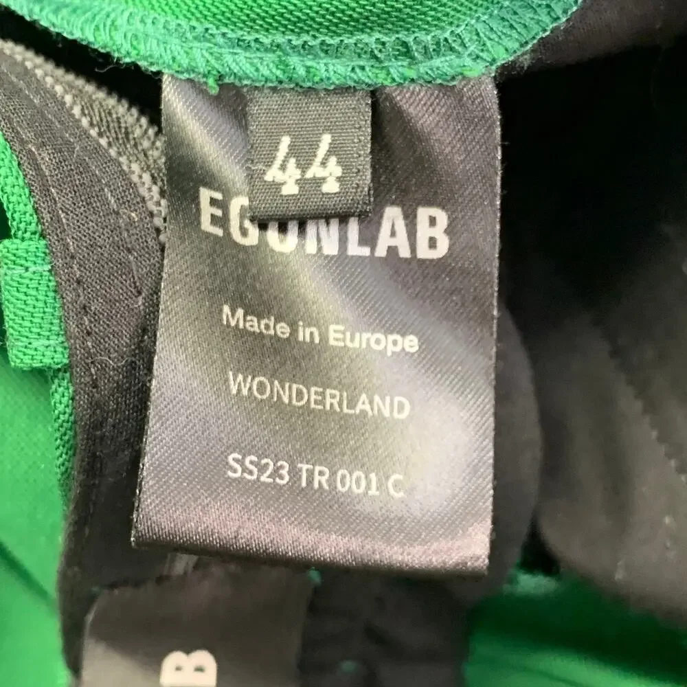 EGONLAB 34 Green Wool Asymmetrical Double Breasted Tailored Fit Notch Lapel Suit
